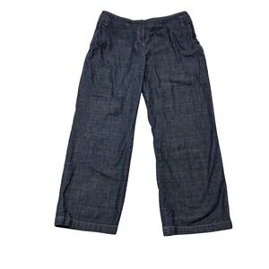 J.Jill Jeans Womens 14P Blue Denim Wide Leg Trouser Cotton Lightweight Casual